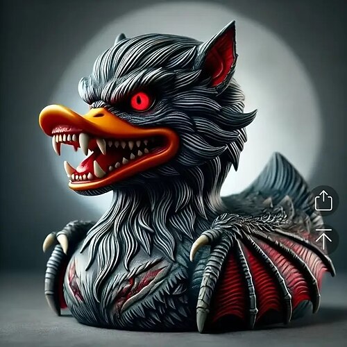 Halloween Dunkle Zauberer Entenfigur Harz Entenstatue Horror Gothic Werwolf Mutanten Ente Party Dekor, gruseliges Harzhandwerk für Tischplatte, Regal oder Halloween-Display Image