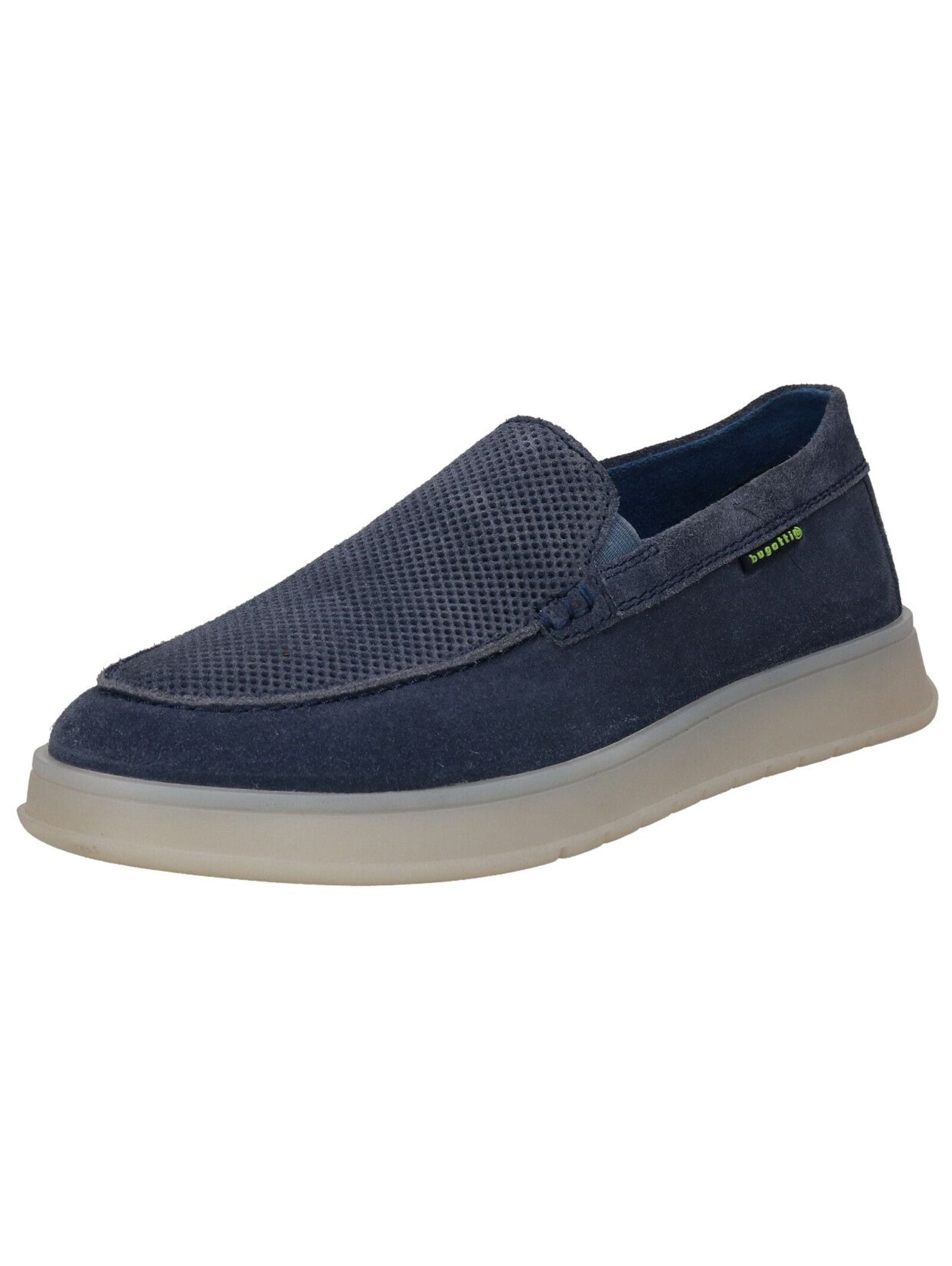 Slipper BUGATTI "bugatti Slipper Veloursleder", Herren, Gr. 44, blau, Veloursleder, Schuhe Image