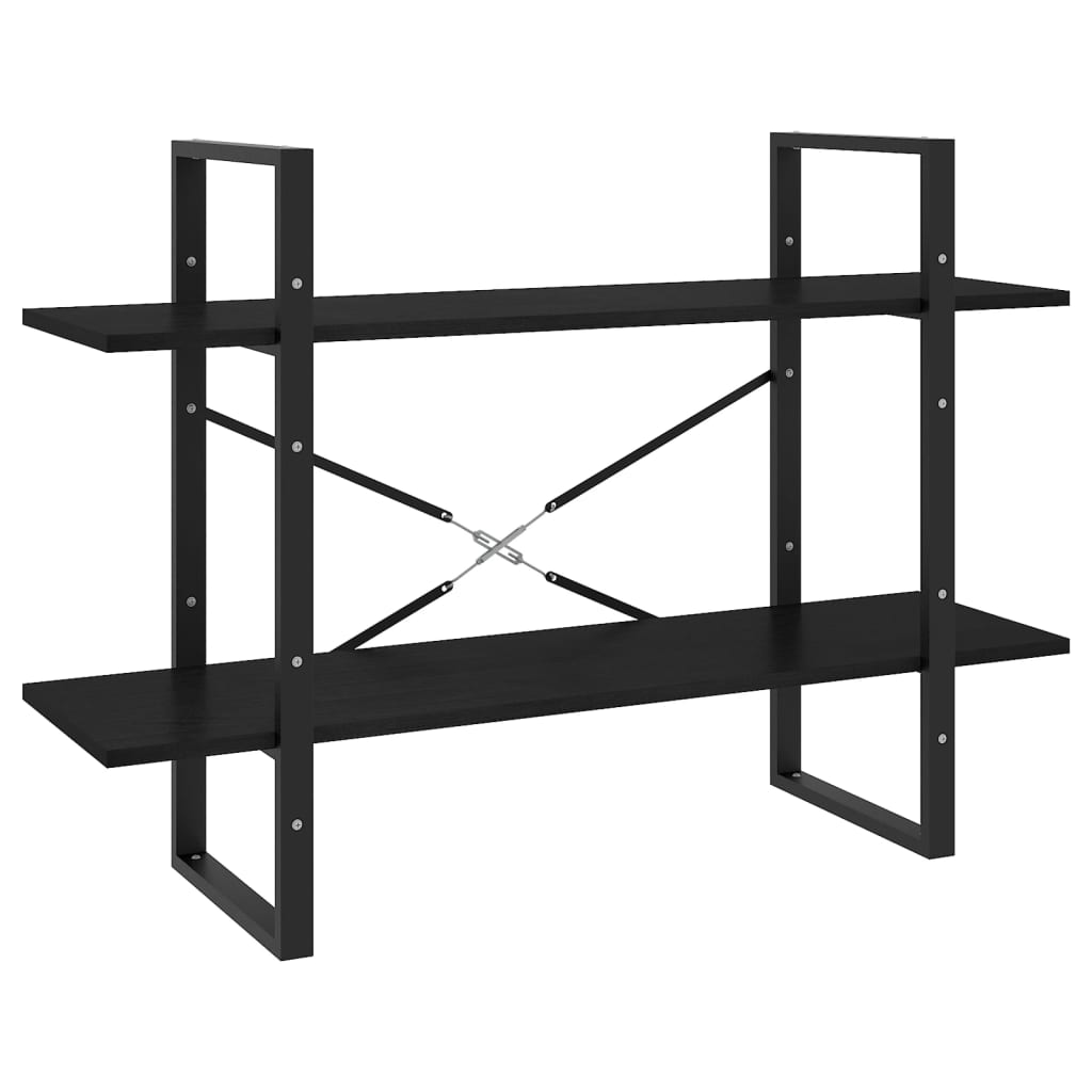 vidaXL Bücherregal 2 Böden Schwarz 100x30x70 cm Massivholz Kiefer Image
