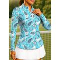 Per donna Polo da golf Maglia da tennis Felpa da tennis Manica Lunga Stampato Zip a un quarto Pullover Protezione UV Elastico Traspirante Tennis Golf Pickleball Collo alla coreana Collo con zip