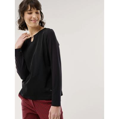 Walbusch Damen Viskoseshirt Materialmix Schwarz noch offen: Muster Image