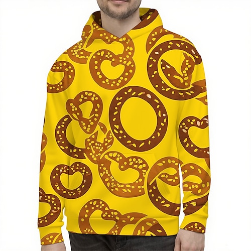 Bayerisch München Deutsch Bischofsärmel Kapuzensweatshirt Pullover Brezel Grafik für Herren Erwachsene 3D-Druck für Karneval Oktoberfestbier Party Alltagstauglich Image