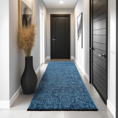 Teppich AYYILDIZ TEPPICHE "SPACE 1900", blau, B:80cm H:7mm L:250cm, Chenille, Teppiche, Läufer, Kurzflor, Boho, Vintage, Wohnzimmer Image