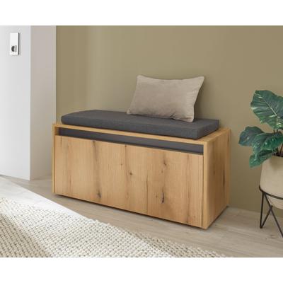Polsterbank INOSIGN "GiRON/CiTY, Garderobenbank mit Klappe, Sitzbank in vier Farben", eiche evoke, B:100cm H:50cm T:40cm, FSC-zertifizierter Holzwerkstoff, Sitzbänke, viel Stauraum, Platz für ca. 8 Paar Schuhe, 100 cm breit Image