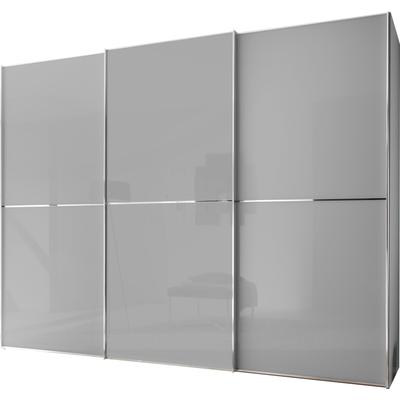 Schwebetürenschrank STAUD "Sinfonie Plus, edles Design in hochwertiger Qualität, Made in Germany", grau (hellgrauglas), B:280cm H:222cm T:68cm, Holzwerkstoff, Schränke, Mit Glasfront und vier verschiedenen Ausstattungsvarianten Image