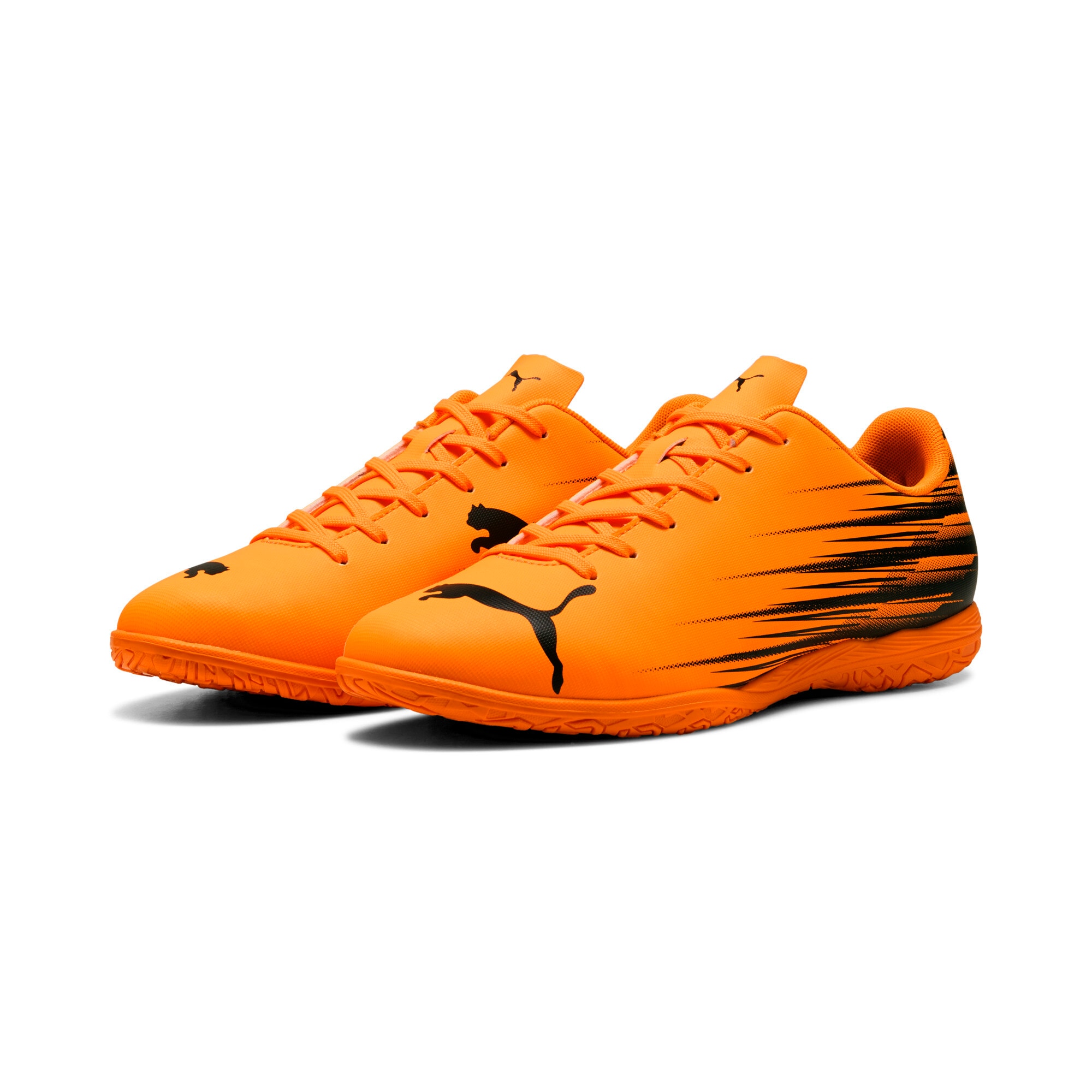 Fußballschuh PUMA "ATTACANTO II IT", Herren, Gr. 46, schwarz (heat fire, puma schwarz), Synthetik, bedruckt, Schuhe Fußballschuh, für Halle und Straße