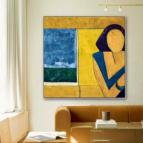 handgefertigtes Ölgemälde auf Leinwand, Wandkunst, Dekoration, moderne abstrakte Figur für die Inneneinrichtung, aufgespannter Rahmen, hängendes Gemälde/gerollte Leinwand (ohne Rahmen) Image