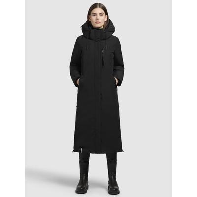 Wintermantel KHUJO "LOFI2", Damen, Gr. S, schwarz, 100% Polyester, unifarben, casual, regular fit wadenlang, Langarm eingesetzt elastischer Bund mit Windstopper, Mäntel Image
