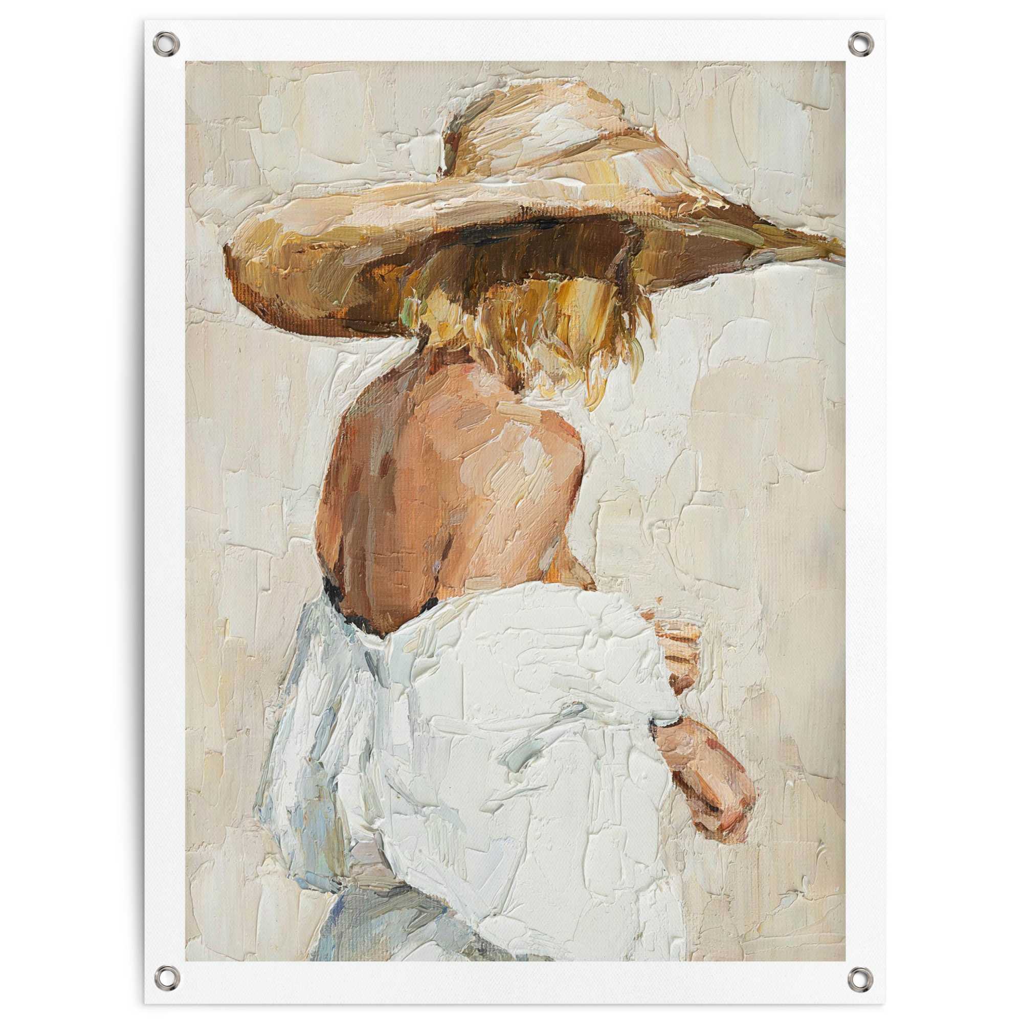 Poster REINDERS "Summer Girl", beige (farbe bild(er): beige), B:60cm H:80cm T:0,1cm, Bilder, Garten - Frau - Strohhut - Beige - Leinwand - Menschen - 60x80 cm Image