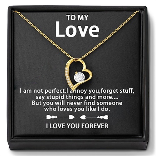 Collana to my love, regalo di Natale per lei, collana con ciondolo a forma di cuore in zirconia cubica con scatola portagioie con fiori artificiali, regalo romantico per San Valentino, anniversario,