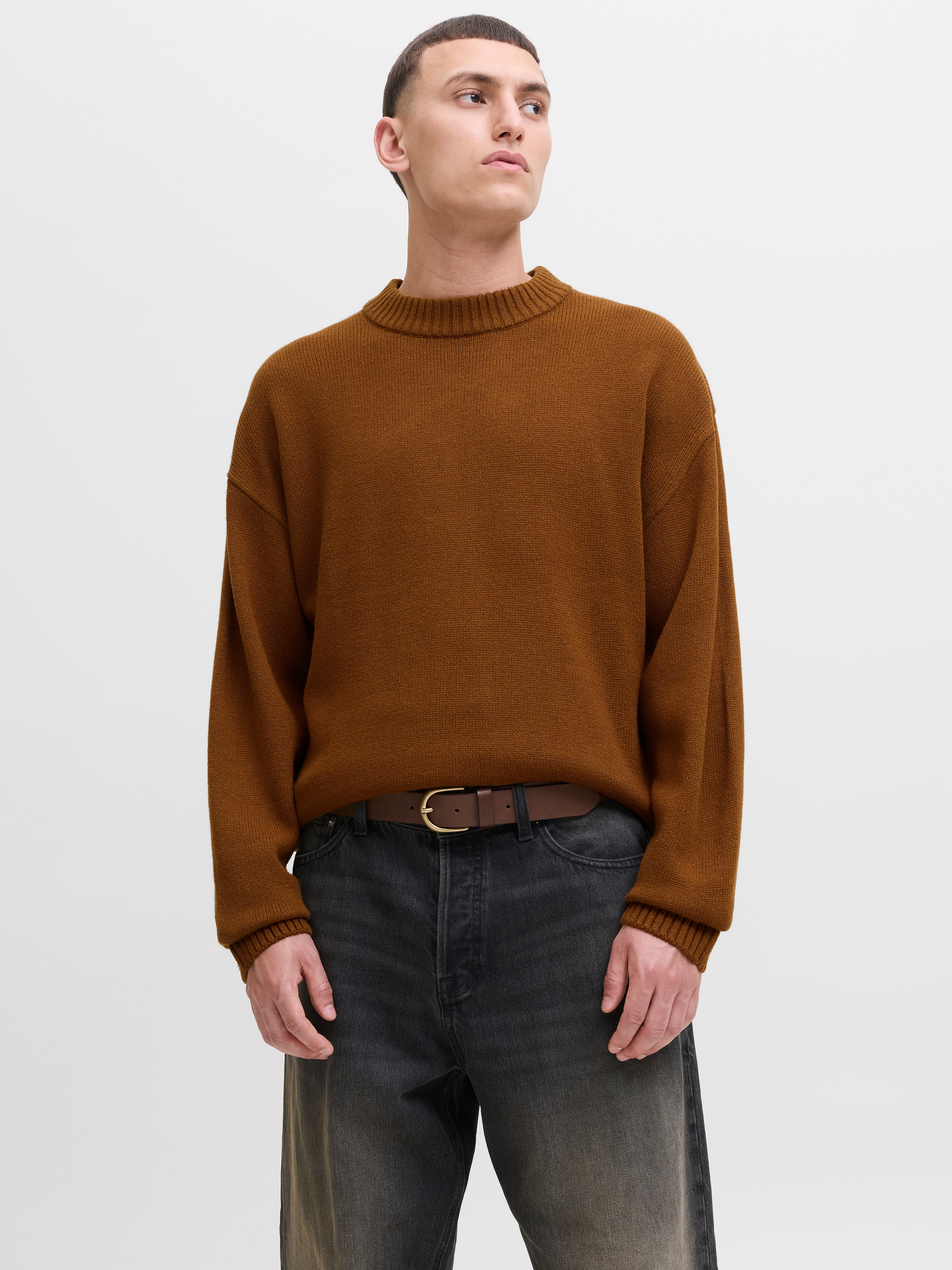 Strickpullover JACK & JONES "JJEURBAN JACK KNIT CREW NECK SN", Herren, Gr. XL, monks robe, Strick, Obermaterial: 70% Polyacryl, 30% Baumwolle, unifarben, relaxed fit hüftbedeckend, Rundhals, Rippbündchen, Pullover Image