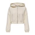Kapuzensweatshirt ONLY "ONLSCARLETT LS ELASTIC ZIP HOOD SWT NOOS", Damen, Gr. L, beige (birch), Sweatware, Obermaterial: 60% Polyester, 40% Viskose, unifarben, modisch, regular fit normal, Rundhals, Langarm elastischer Bund, Sweatshirts