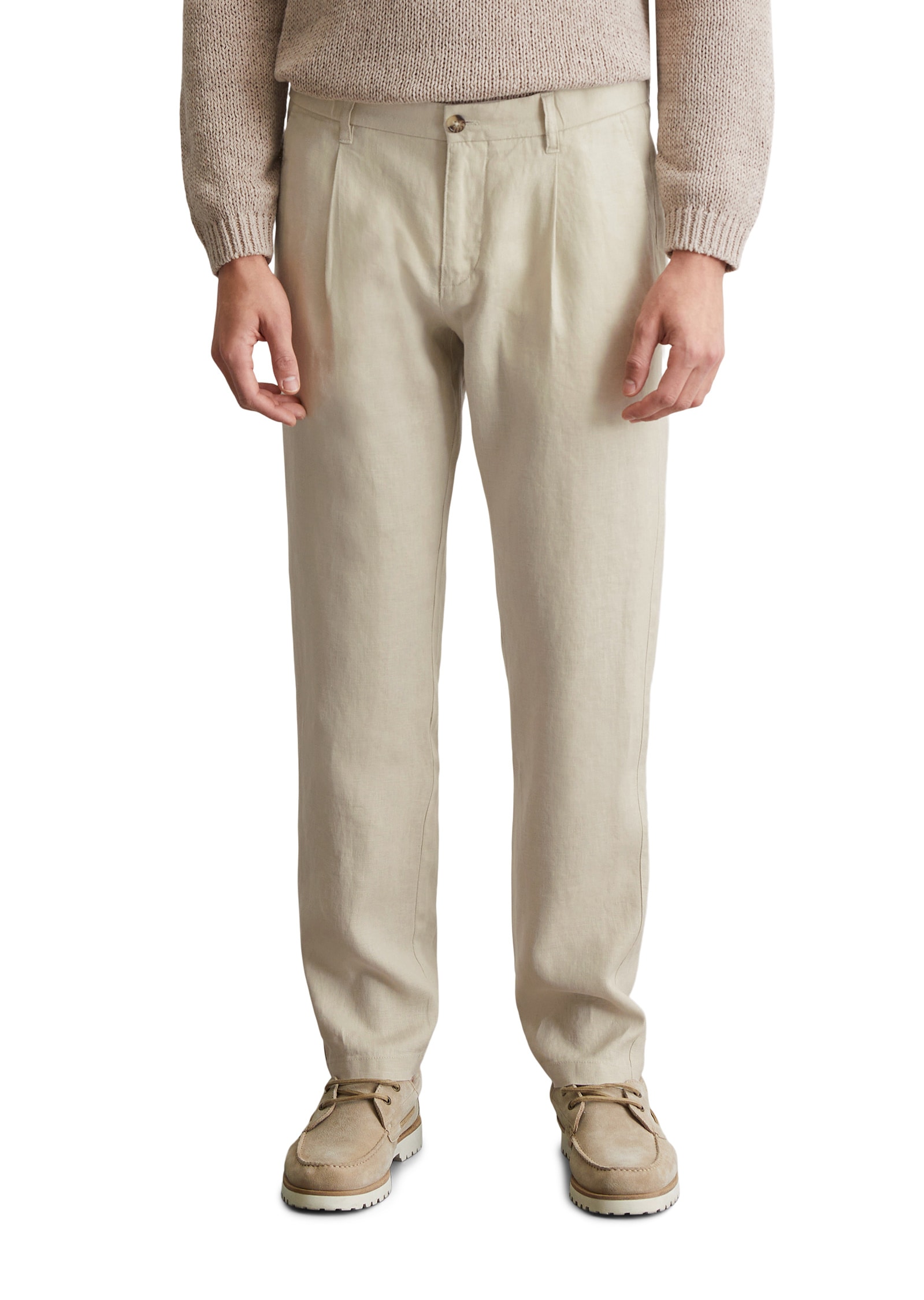 Chinohose MARC O'POLO "mit elastischem Bund", Damen, Gr. 38/30, Länge 30, grau (m707), Obermaterial: 100% Leinen, unifarben, gerade, unten schmal normal, Hosen Chinohose