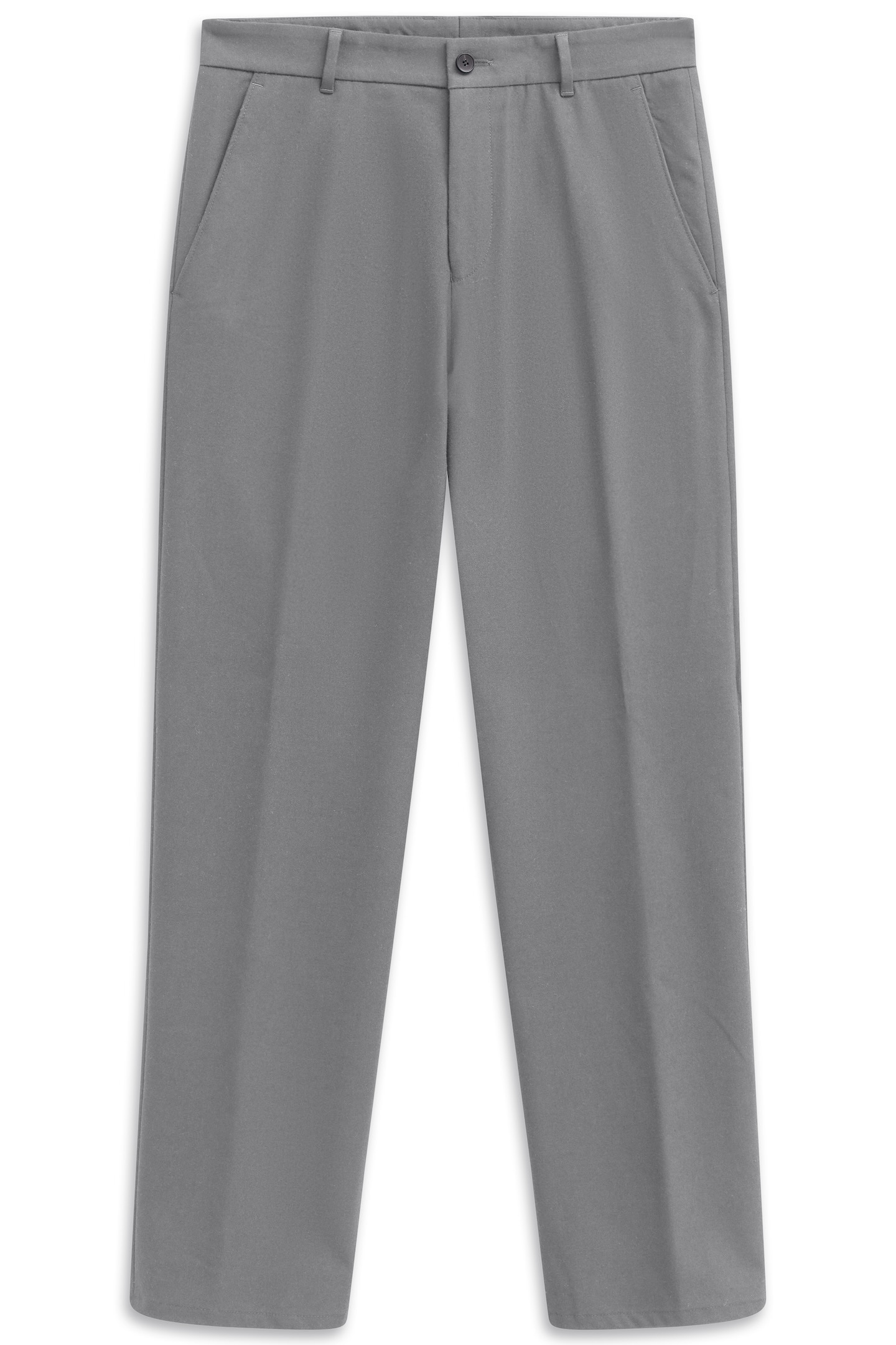 Chinohose BUGATTI "Cozy Times", Herren, Gr. 32, Länge 32, grau (240, grau), 68% Polyester, 28% Viskose, 4% Elasthan, unifarben, gerade, unten schmal, Hosen Chinohose, Tapered Fit mit Soft Touch