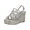 Keilsandalette ALMA EN PENA "ALMA EN PENA Sandalen Textil", Damen, Gr. 39, silber, Textil, casual, Schuhe
