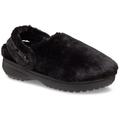 Clog CROCS "Classic Unfurgettable Clog", Damen, Gr. 38, schwarz, Croslite, Textil, Fellimitat, casual, Schuhe, Hausschuh, Freizeitschuh mit schwenkbarem Fersenriemen