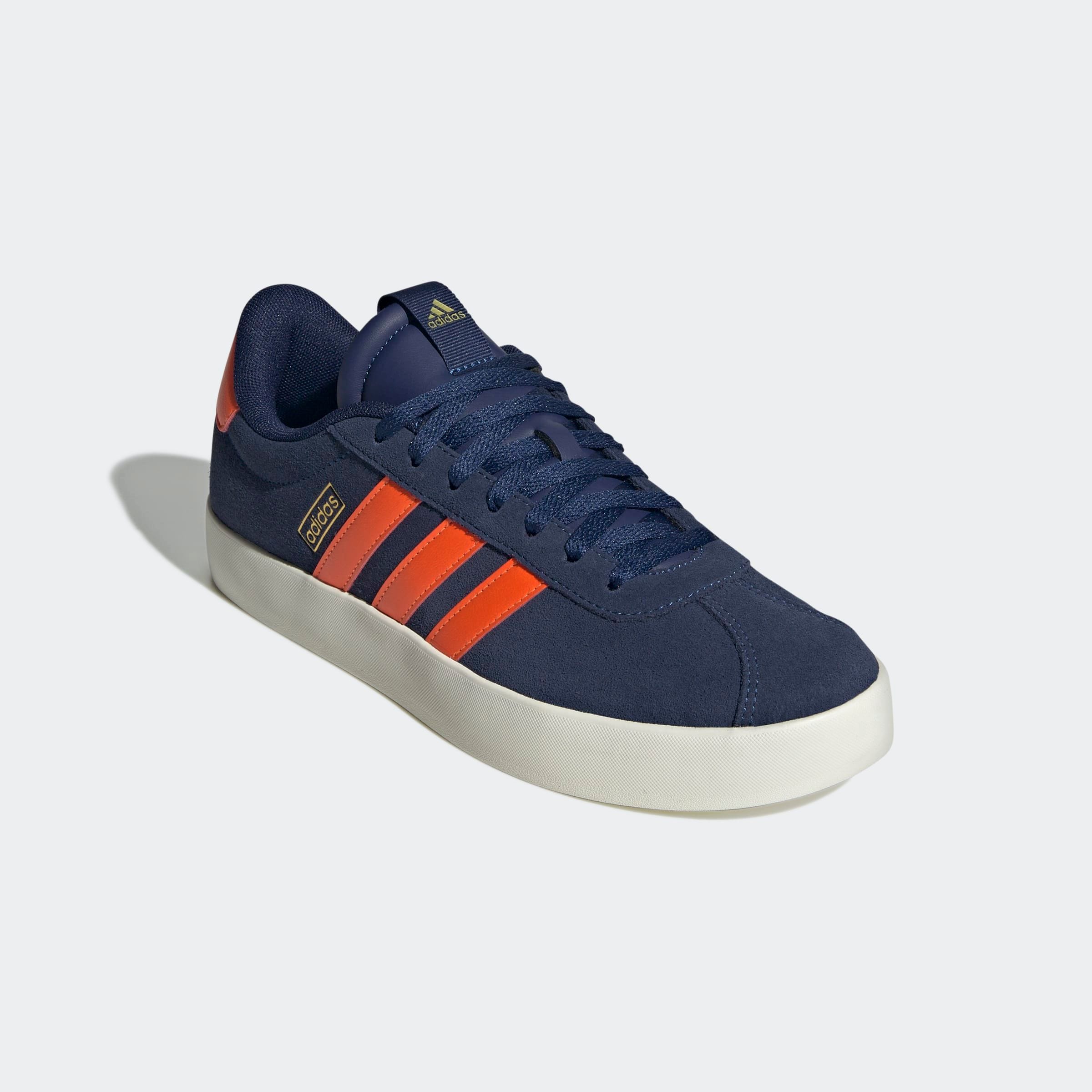 Sneaker ADIDAS SPORTSWEAR "VL COURT 3.0", Herren, Gr. 48, orange (dunkelblau, impact orange, gold metallic), Leder, Synthetik, Schuhe Sneaker, inspiriert vom Design des adidas samba