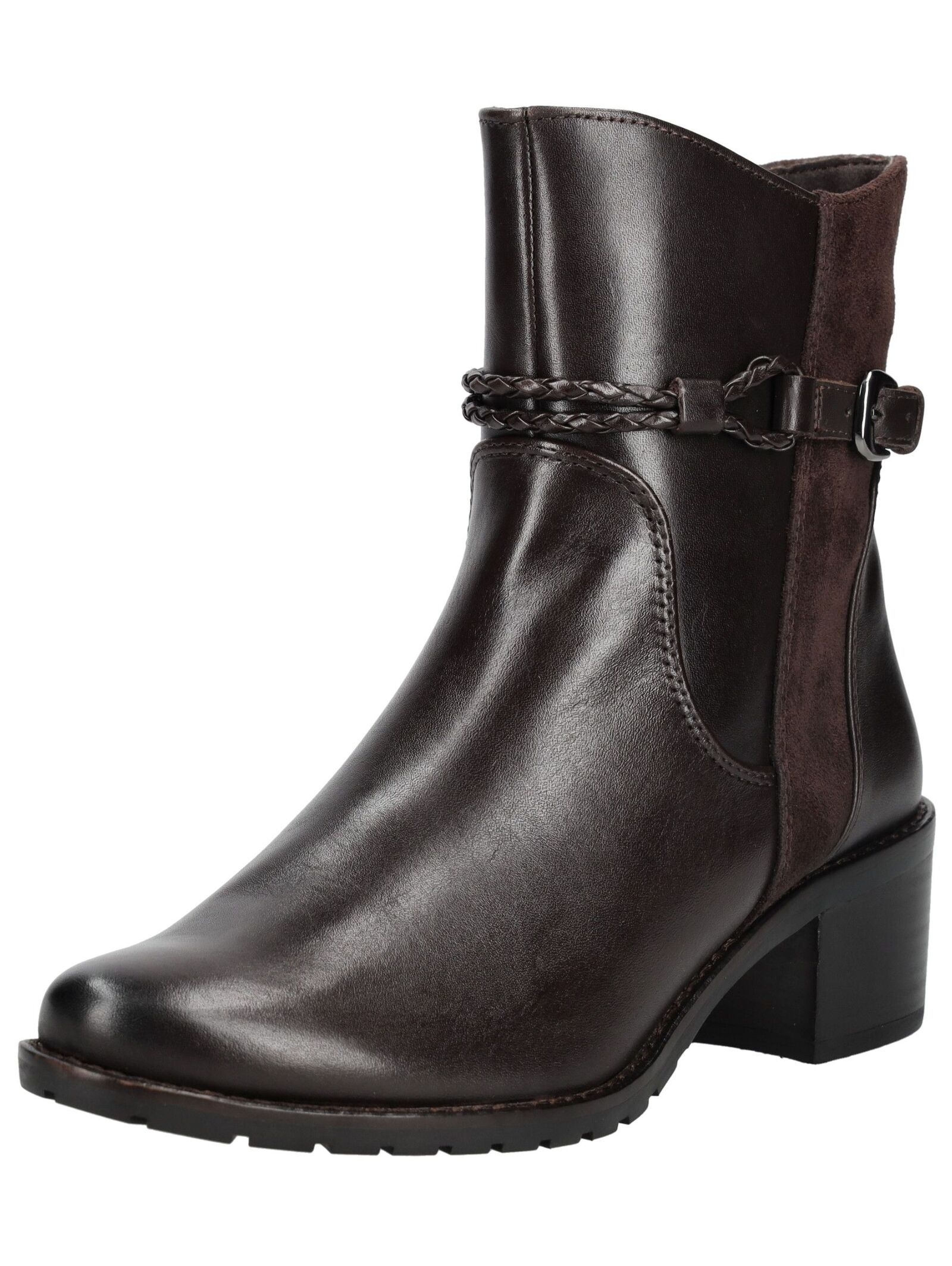 Stiefelette CAPRICE "Caprice Stiefelette Leder/Textil", Damen, Gr. 38, braun (dunkelbraun), Leder, Textil, Schuhe Stiefelette