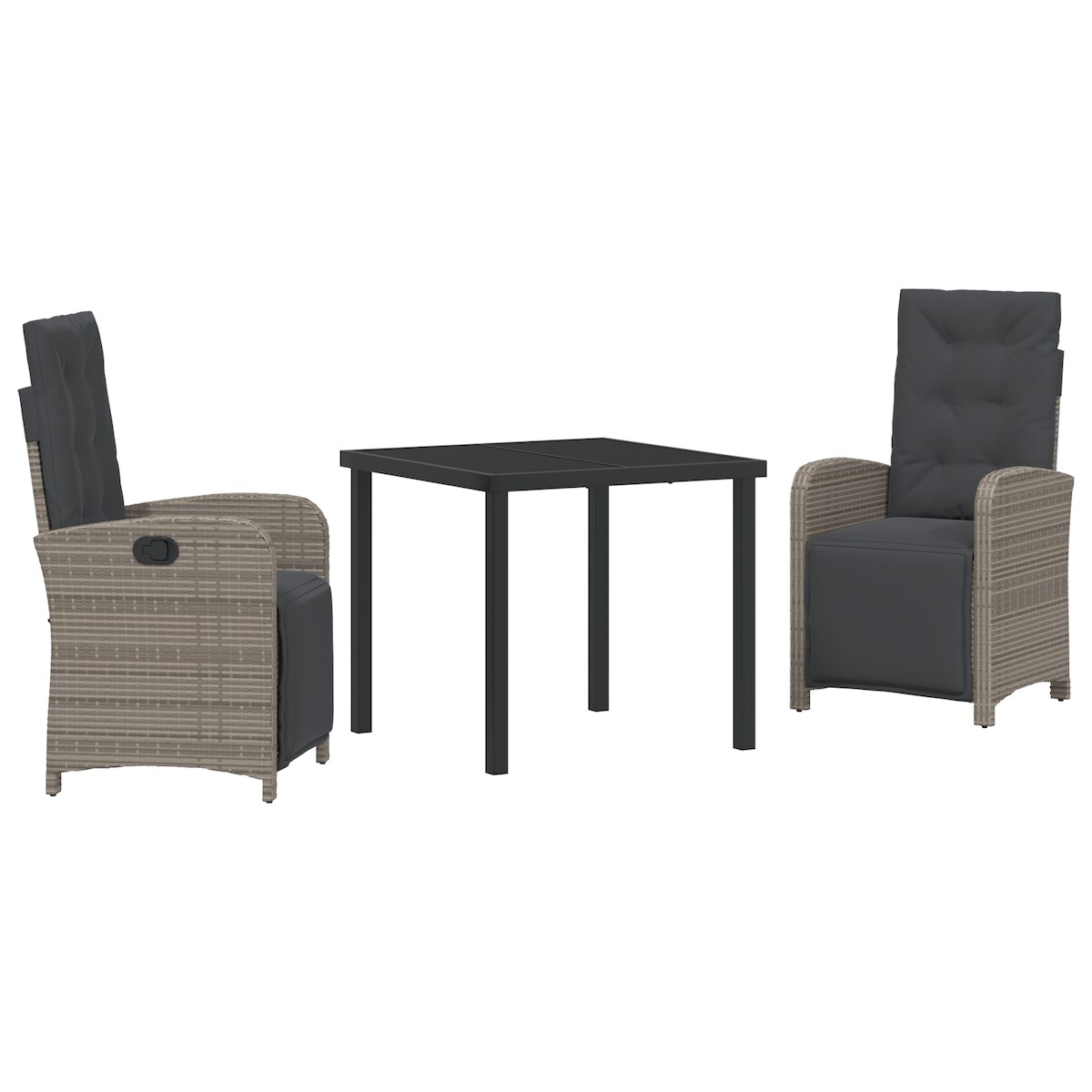 vidaXL 3-teiliges Garten-Esszimmer-Set mit Kissen in Grau aus Poly Rattan Image