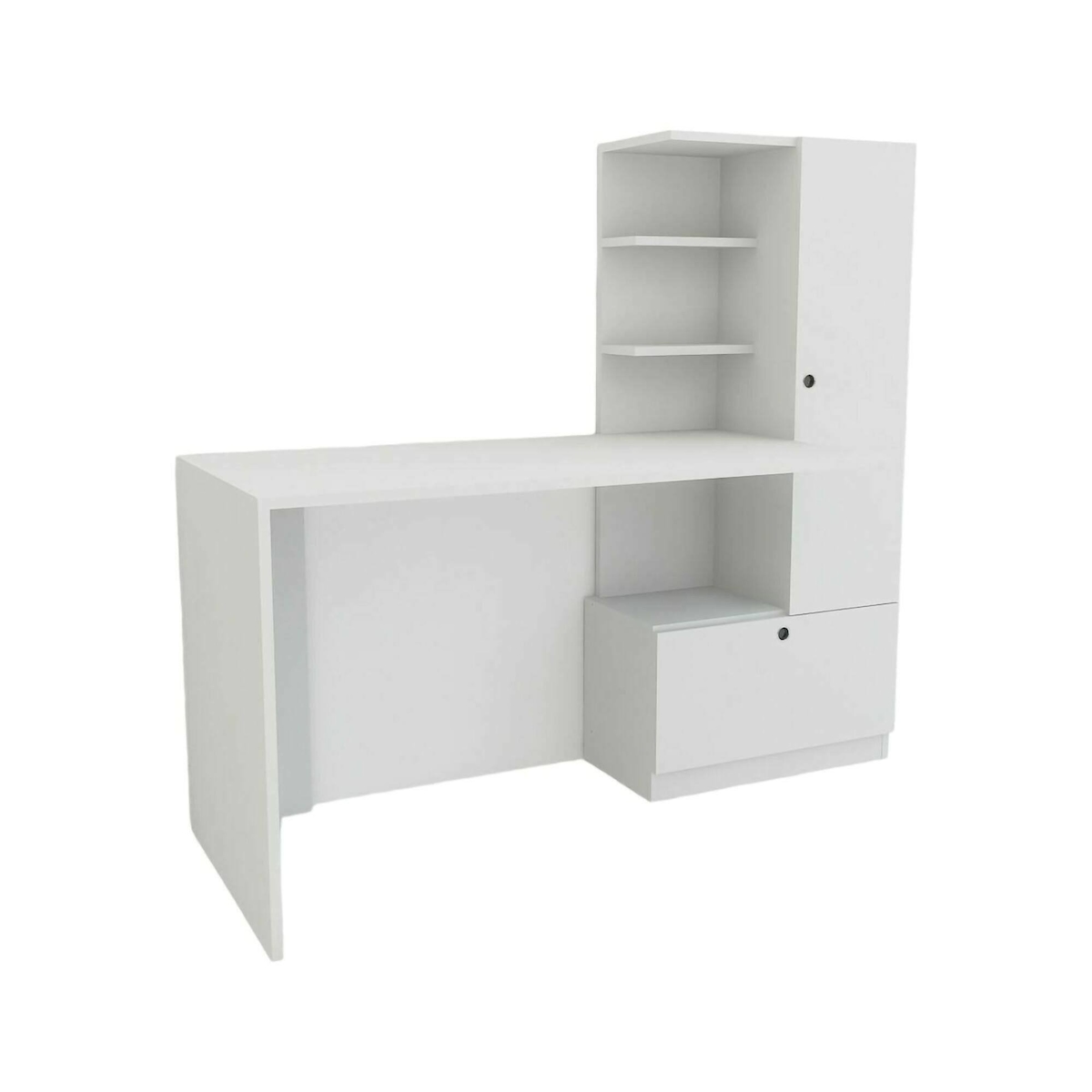 Dmora Schreibtisch Dniccola, Mehrzweckschreibtisch, Bürotisch für PC, Eckschreibtisch, 120x62h74 cm, Weiß Image