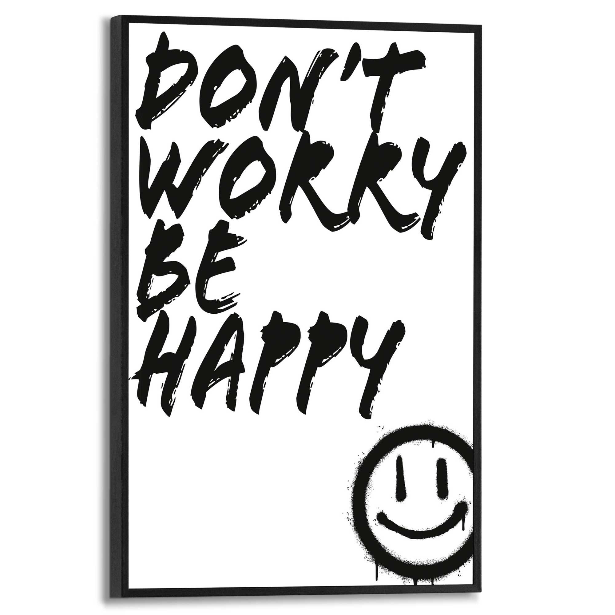 Poster REINDERS "Don't Worry", schwarz-weiß (farbe bild(er): schwarz, weiß), B:20cm H:30cm T:1,6cm, Bilder, Poster, Toilette - Be Happy - Schwarz-Weiß - MDF - Sprüche - 20x30 cm