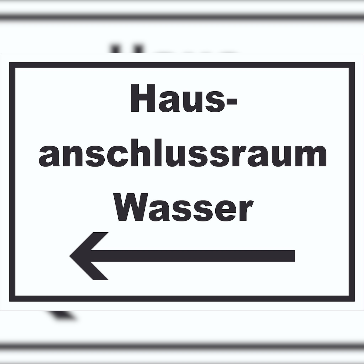 HB-Druck Hausanschlussraum Wasser Schild mit Text Richtungspfeil links HAR waagerecht A4 (210x297mm) Image