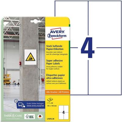 Avery Zweckform Universaletiketten weiß 105,0 x 148,0 mm 80 Stück weiß Image