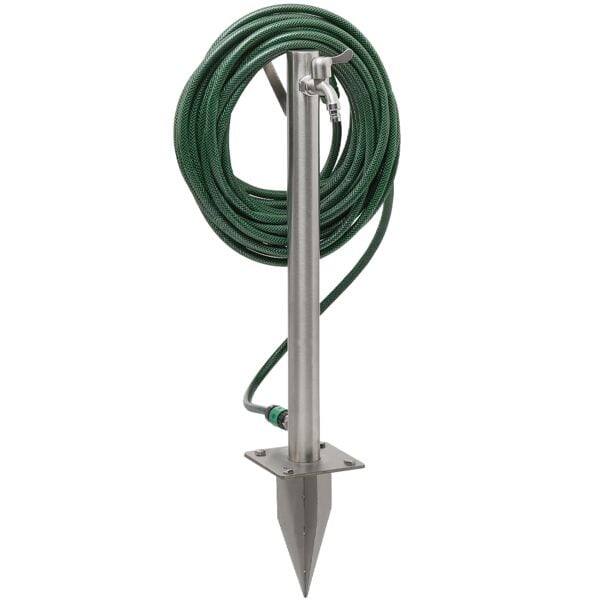 relaxdays Wasserzapfstelle Edelstahl mit Erdspieß silber Image