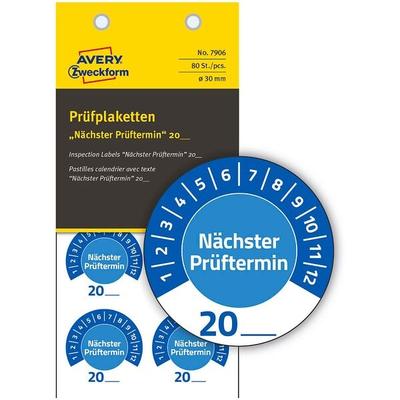 Avery Zweckform Prüfplaketten »7906« blau 30,0 x 30,0 mm 80 Stück blau Image