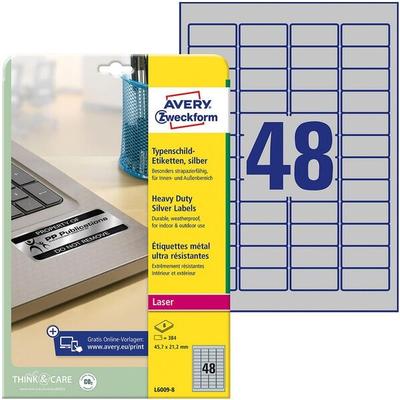 Avery Zweckform Typenschild-Etiketten silber 45,7 x 21,2 mm 384 Stück silber Image