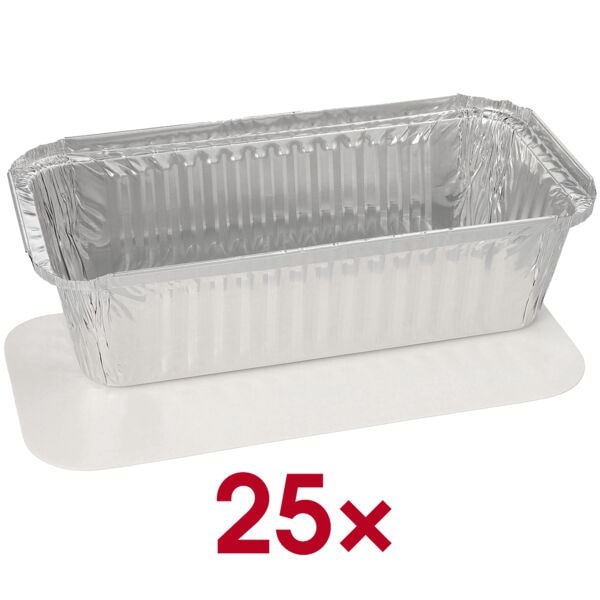 STARPAK Aluschalen mit Deckel 1 L 25 Stück silber, 21.3x5.4x11 cm Image