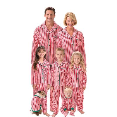 Family Pajamas Striped Street Print Red Long Sleeve Sweet Matching Outfits