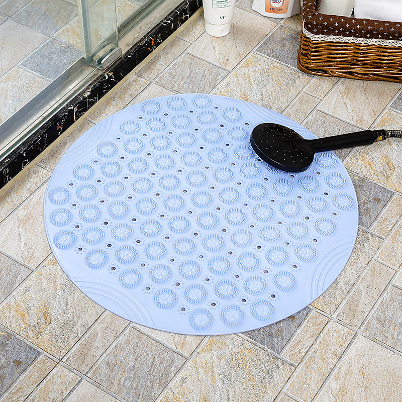 Shower Mat, Round Shower Stall Mat, PVC Bathtub Mat, Non Slip Bath Mat with Suction Cups and Drain Holes, Machine Washable for Bathroom Bathtub Swimming Pool