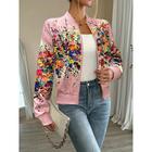 Women's Casual Jacket Warm Quick Dry Zipper Pocket Elegant Fashion Daily Simple Floral Vacation Casual Daily Holiday Baseball Collar Regular Fit Long Sleeve Outerwear Black White Pink Fall