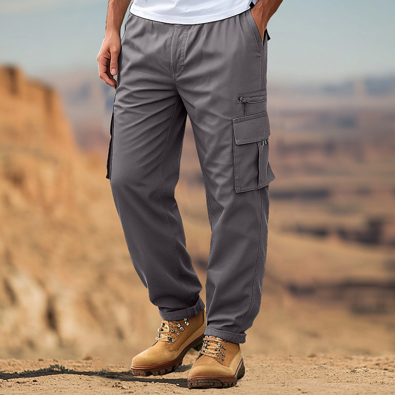 Men's Cargo Pants Cargo Trousers Combat Trousers Zipper Pocket Solid Color Plain Quick Dry Lightweight Full Length Outdoor Casual Daily Vacation Ethnic Style Black Army Green