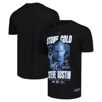 WWE Stone Cold Fanatics European Exclusive Mitchell & Ness Grafik T-Shirt - Schwarz - Herren Image