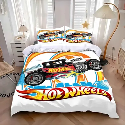 3D Printing Hot Wheels Bedding Set Children's Bed Linen Hot Wheels Cars Duvet Cover Pillowcase 2/3pcs