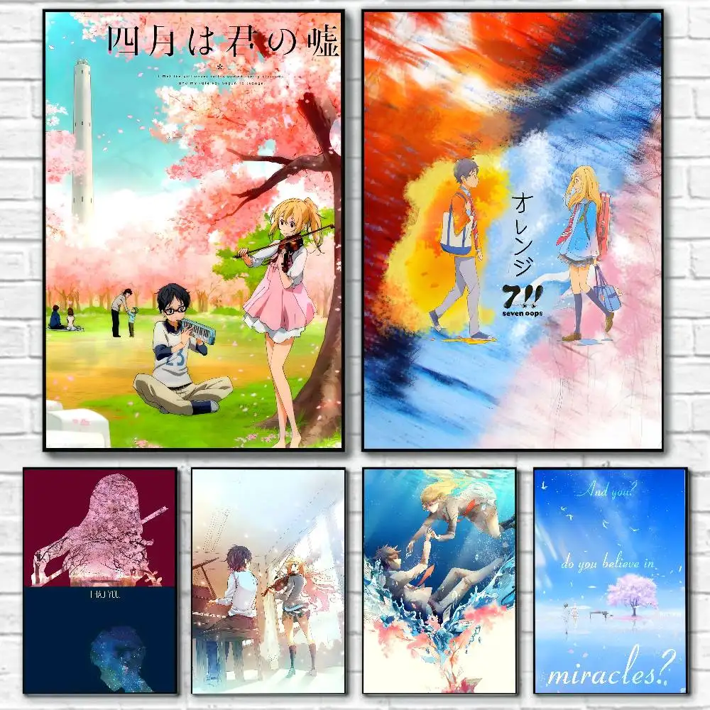 Japanisches Cartoon-Poster „Your Lie in April“, Leinwandgemälde, Poster mit Drucken, Zuhause, Schlafzimmer, Wohnzimmer, Dekoration, Geschenk