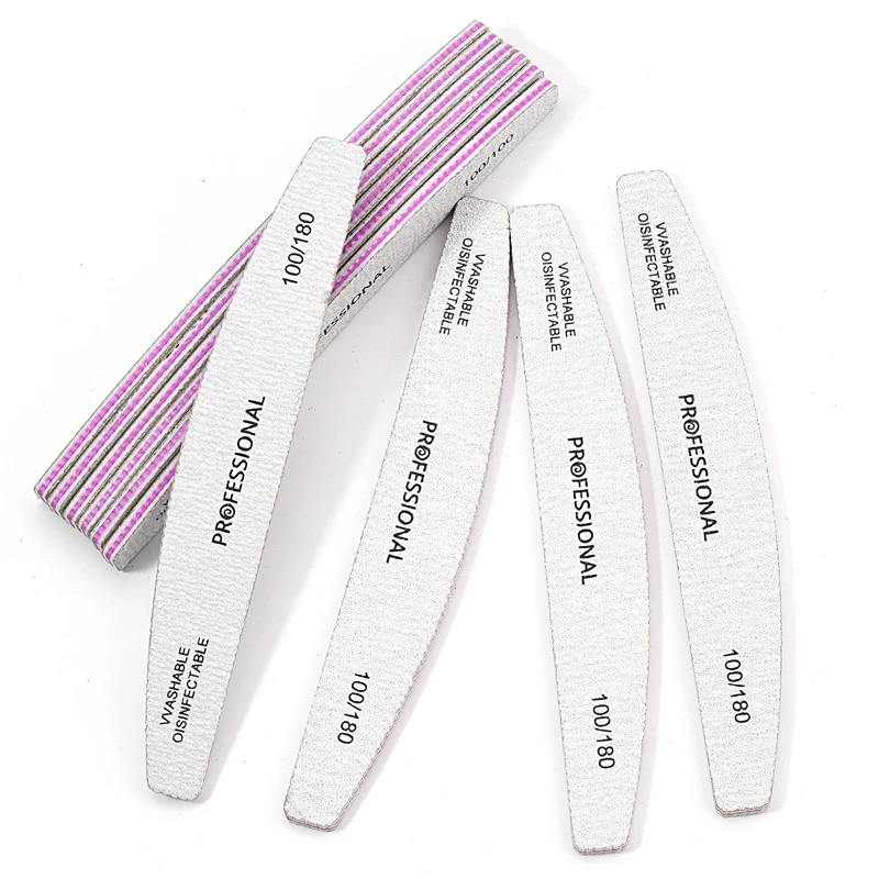 50/25 Stück/Packung, professionelle, waschbare Nagelfeilen, 100 bis 180 Halbmond, starkes Schleifpapier, langlebige Feile, Nagelwerkzeuge, Maniküre-Zubehör