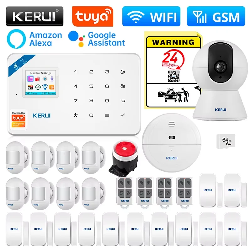 KERUI 2G WIFI GSM Alarm Sicherheitssystem W181 Wireless Home Alarm Tuya Smart Einbruchalarm für Hausschutz Bewegungssensor Image