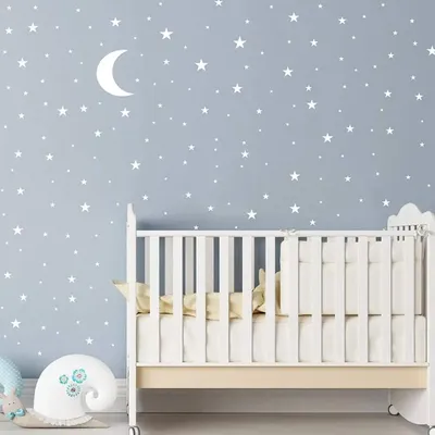 Stern Mond Kombination Wandaufkleber für Kinder Baby Zimmer Schlafzimmer Hintergrund Home Dekoration Tapete DIY Aufkleber Kinderzimmer Aufkleber Image