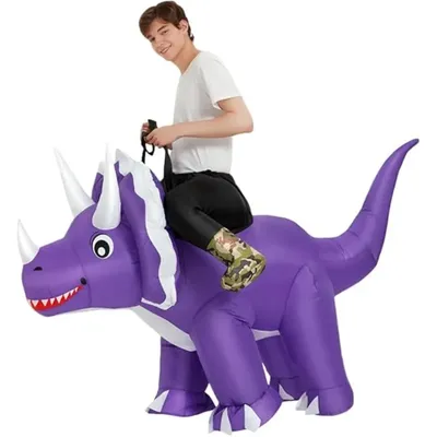 Aufblasbares Dinosaurier-Kostüm für Erwachsene, Herren, Triceratops, aufblasbarer Anzug, Jurassic-Thema, Dinosaurier-Party, Spaß, Halloween-Verkleidung Image
