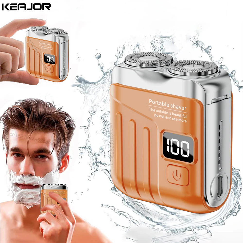 Electric Shaver for Men Beard Trimmer Portable Electric Razor with Digital Display Mini Dual Blade Rechargeable Travel Shaver