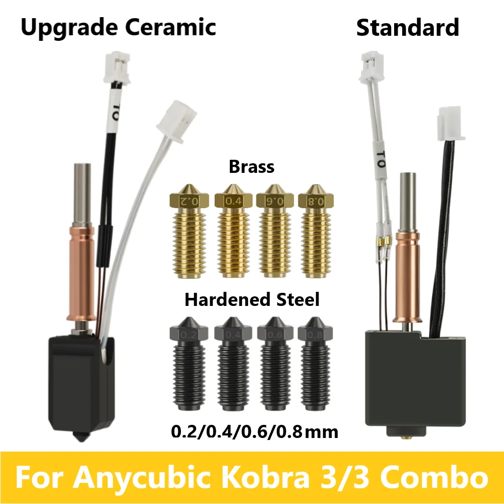 Für Anycubic Kobra 3 Hotend Upgrade Keramik Hotend Standard Hotend Kobra 3 Combo Düse Kobra 3 V2 Druckkopf Zubehör Image