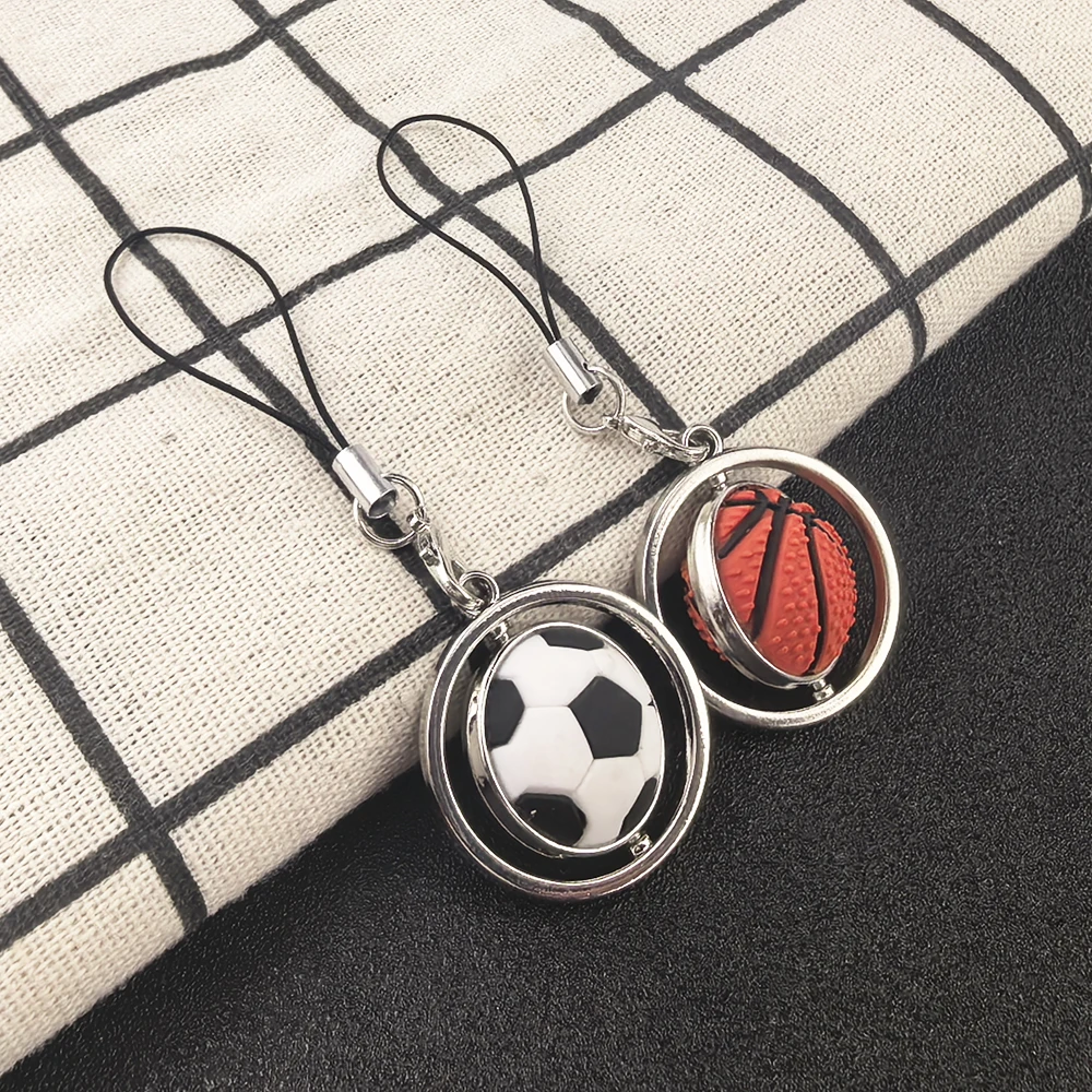 3-Design Rotation Fußball Schlüsselanhänger Basketball Telefon Lanyard Ball Charm Anhänger für Mann Frauen Fans Geschenk Schmuck Zubehör Image