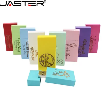 JASTER 2.0 USB-Flash-Laufwerke, kostenloses Logo, heißer Verkauf, kreative bunte Holzquadrate, echte Kapazität, USB 2.0 4 GB/8 GB/16 GB/32 GB/64 GB Image