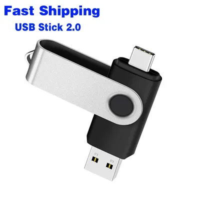 Schneller Versand TYPE-C USB-Flash-Laufwerk 64 GB Pen Drive Kostenloser Schlüsselanhänger Schwarz Silber Memory Stick Kreative Werbegeschenke Pendrive Image