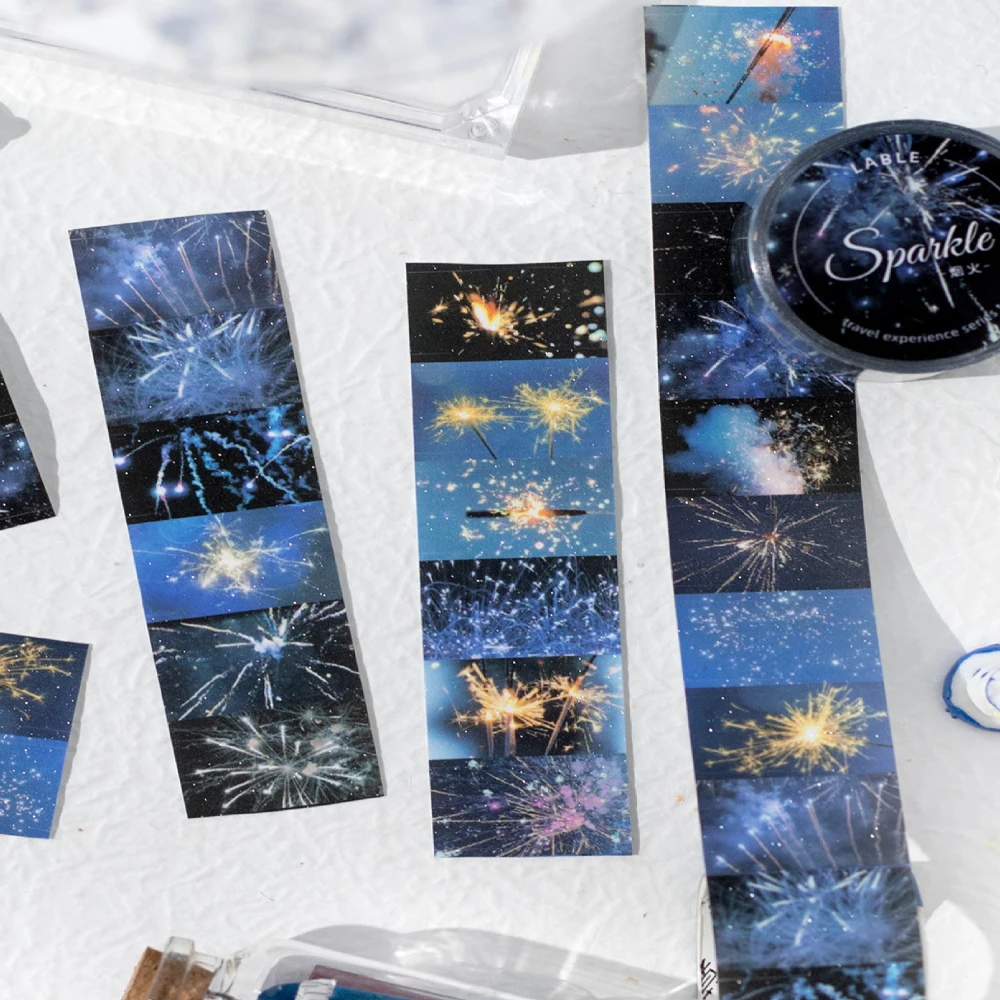 Mr Paper, 6 Styles Journey Insight Series Etikettenaufkleber, glitzerndes Sandband, Abdeckband, buntes Klebeband, Heimdekoration, Geschenke Image