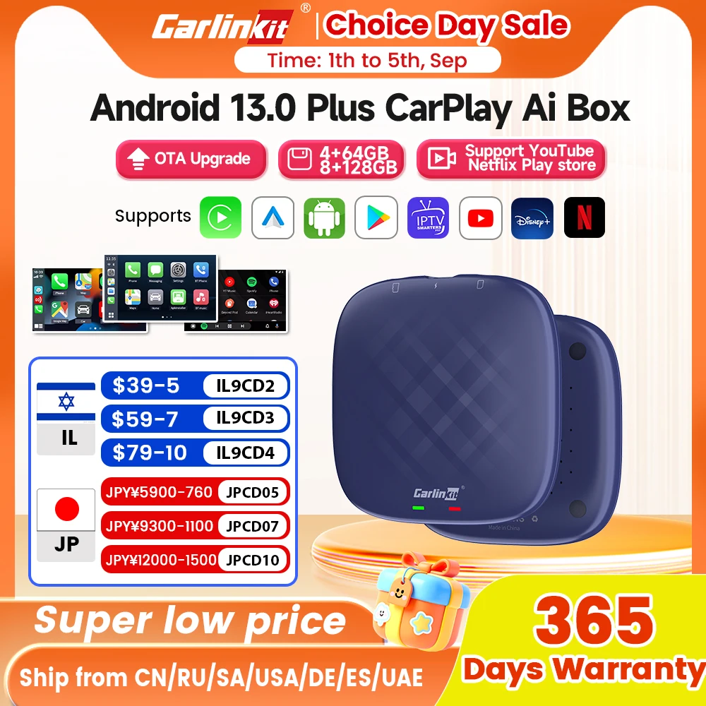 Carlinkit Tv Box Android 13 For Netflix YouTube Spotify Wireless CarPlay Android Auto QCM665 4G LTE GPS Play Game Streaming Box