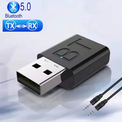 2-in-1 Wireless USB Bluetooth 5.0 Sender Empfänger Mini 3,5 mm AUX Stereo Musik Adapter für Autoradio TV Bluetooth Kopfhörer Image